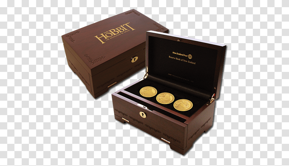 New Zealand 2013 10 Gold Proof 3 Coin Set The Hobbit The Desolation Of Smaug Box, Treasure, Leaf, Plant, Money Transparent Png