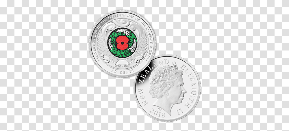 New Zealand 2018 50 Cents Remembrance Coin Coloured Ex Roll Ebay New Nz 50 Cent Coin, Money, Nickel, Dime, Silver Transparent Png