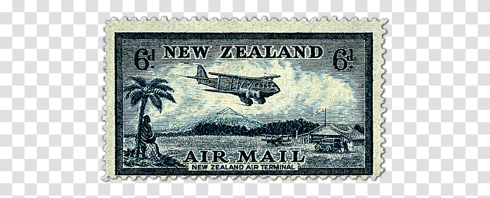 New Zealand Air Mail Stamp, Postage Stamp, Airplane, Aircraft, Vehicle Transparent Png