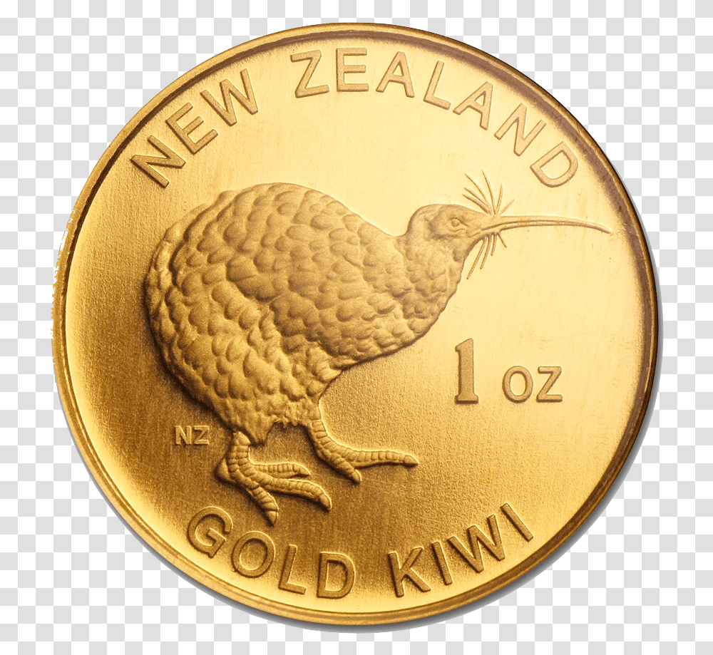 New Zealand Kiwi Coin, Money, Gold, Bird, Animal Transparent Png