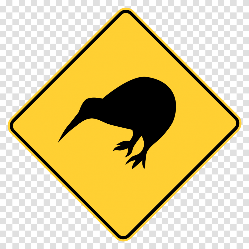 New Zealand Road Sign New Zealand Kiwi Sign, Symbol, Kiwi Bird, Animal, Dog Transparent Png