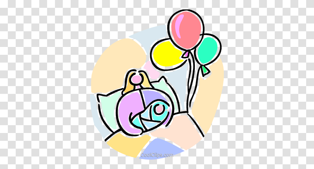 Newborn Baby And Balloons Royalty Free Vector Clip Art, Doodle, Drawing, Performer Transparent Png