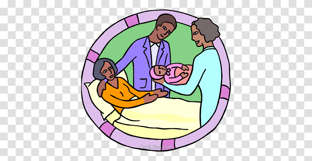 Newborn With Parents In Maternity Ward Royalty Free Vector Clip, Person, Human, People, Painting Transparent Png