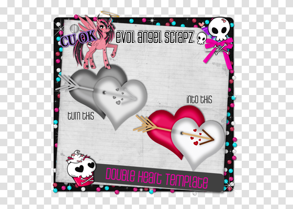 Newdouble Heart Template Heart Cartoon Girly, Text, Advertisement, Poster, Giant Panda Transparent Png
