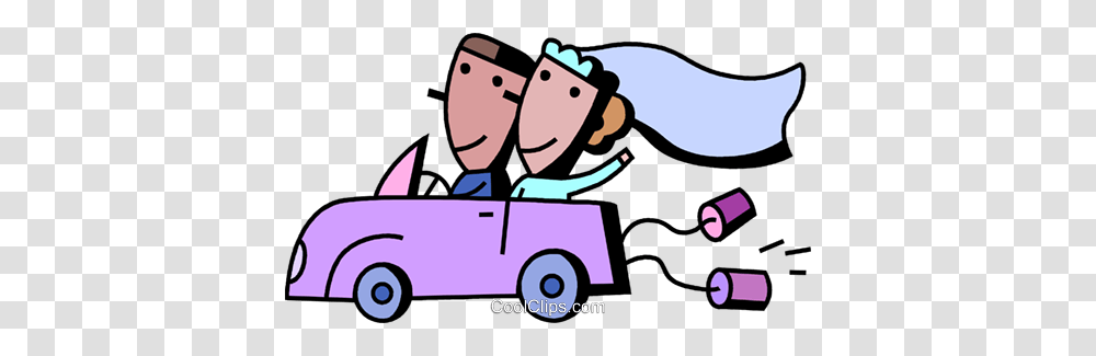Newlyweds Driving Off To Their Honeymoon Royalty Free Vector Clip, Vehicle, Transportation, Head, Crowd Transparent Png