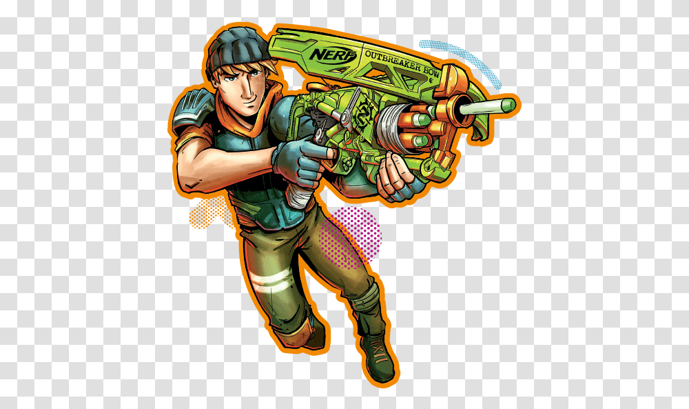 News Cartoon Character With Nerf Guns Full Size Firearms, Person, Helmet, Clothing, Hand Transparent Png