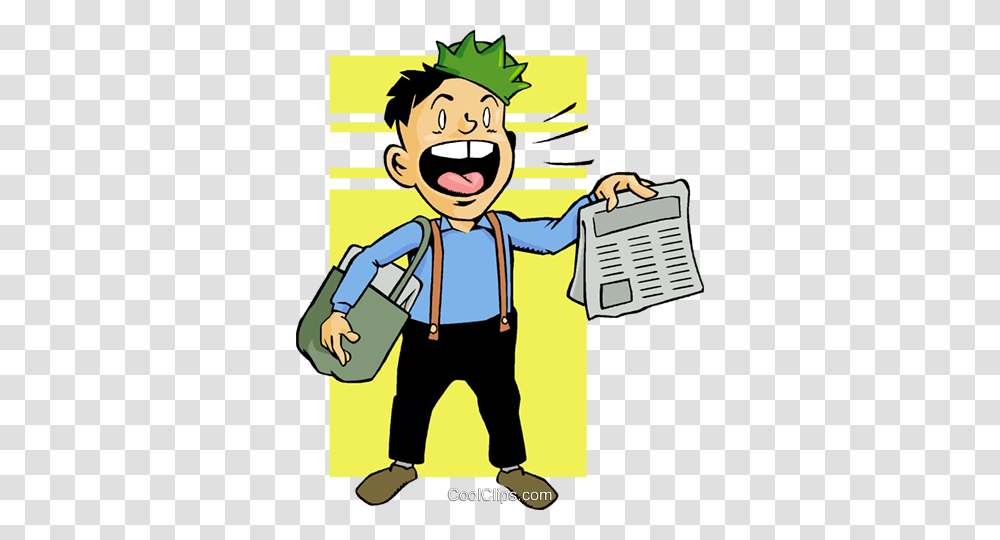 Newspaper Boy Royalty Free Vector Clip Art Illustration, Person, Laundry, Poster, Advertisement Transparent Png