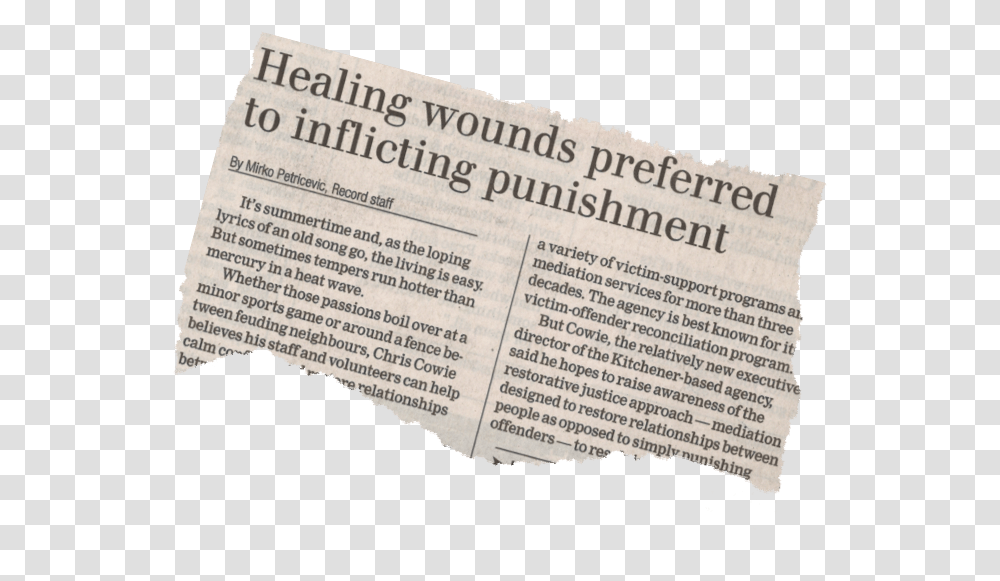 Newspaper Hd Victim Offender Reconciliation Program Canada, Text Transparent Png