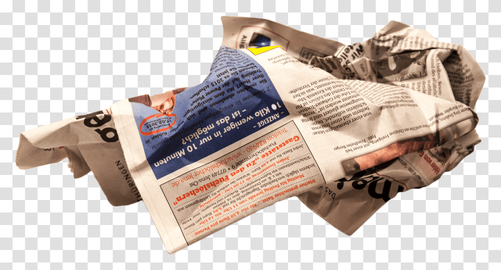 Newspaper Wrinkled Crumpled Newspaper, Poster, Advertisement, Flyer, Brochure Transparent Png