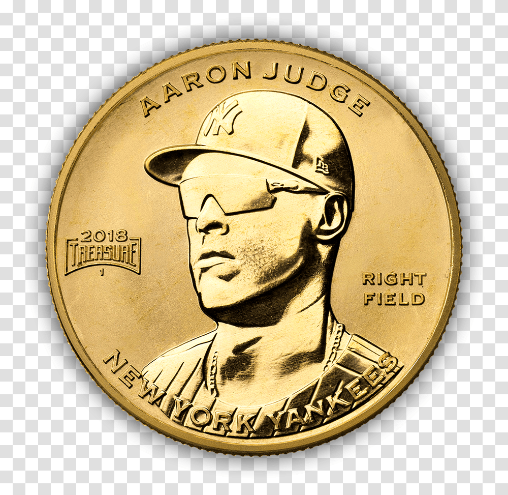 Newyorkyankees Aaronjudge Gold Shadow Coin, Money, Person, Human, Nickel Transparent Png