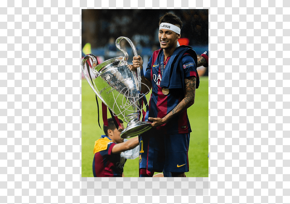 Neymar 2015 Champions League, Trophy, Person, Human, Gold Transparent Png