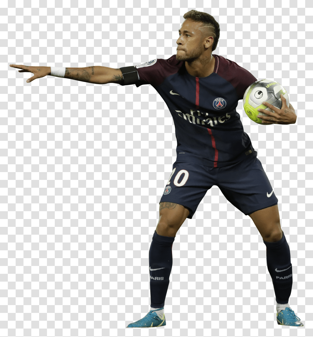 Neymar Psg 2017 With Ball Neymar Paris Saint Germain, Person, Soccer Ball, Team Sport, People Transparent Png