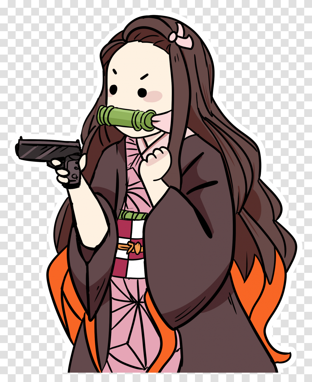 Nezuko With A Gun, Comics, Book, Manga Transparent Png