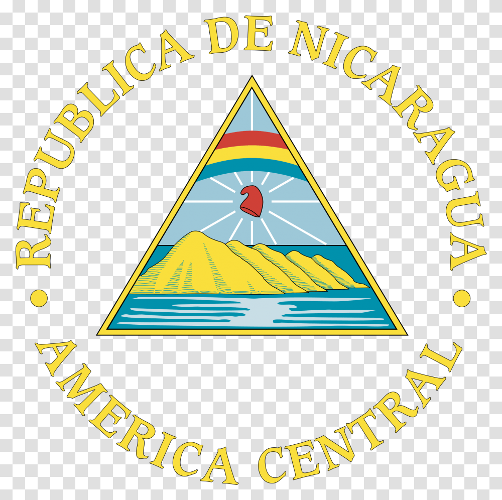 Nicaragua Logo Coat Of Arms Of Nicaragua, Triangle, Flyer, Poster, Paper Transparent Png