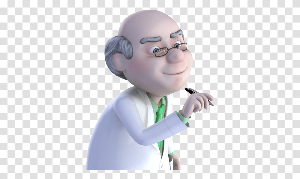 Nice Old Doctor Writing With Pen Cartoon Characters 3d, Person, Human, Scientist, Figurine Transparent Png