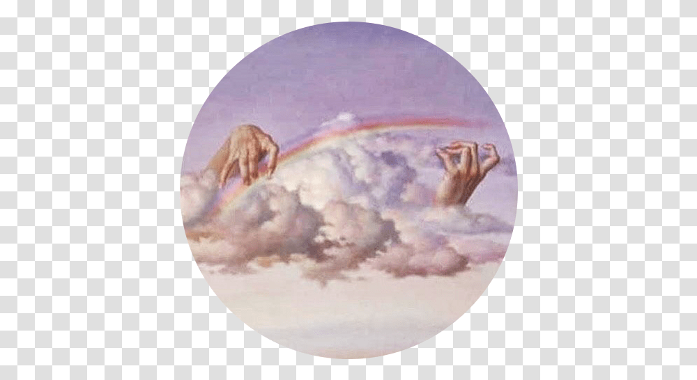 Niche Clouds Rainbow Rock Pastel Sticker By Joslin Aesthetic Rainbow Painting With Clouds, Outdoors, Nature, Sky, Art Transparent Png