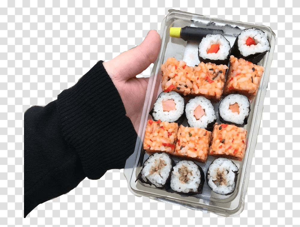 Niche Pngs Sushi Lunch Food Fish Hold California Roll, Person, Human, Egg, Ice Cream Transparent Png