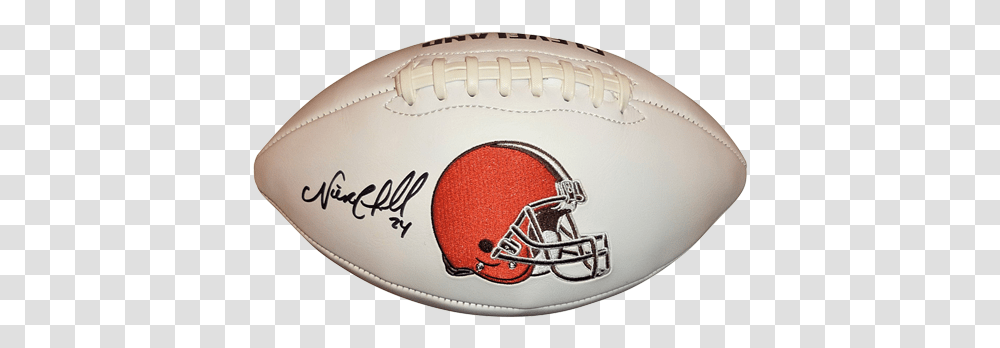 Nick Chubb Autographed Cleveland Browns Revolution Helmets, Ball, Rugby Ball, Sport, Sports Transparent Png