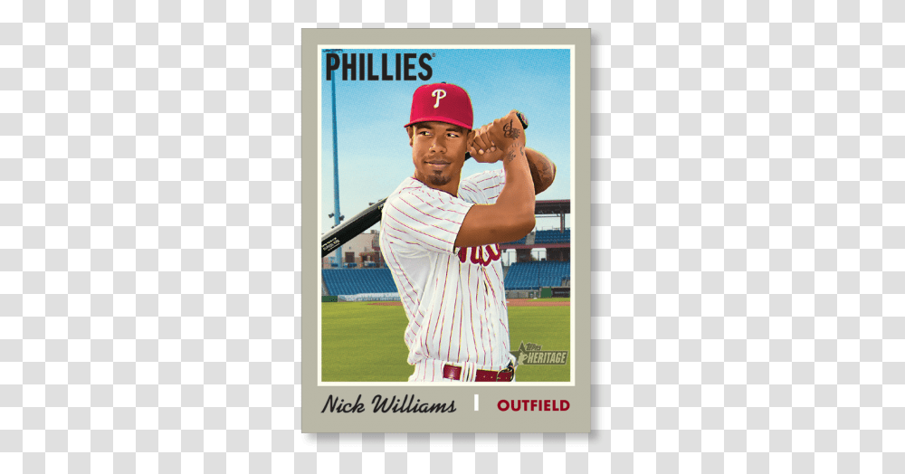 Nick Williams 2019 Heritage Baseball Base Poster Baseball Player, Athlete, Sport, Person, People Transparent Png