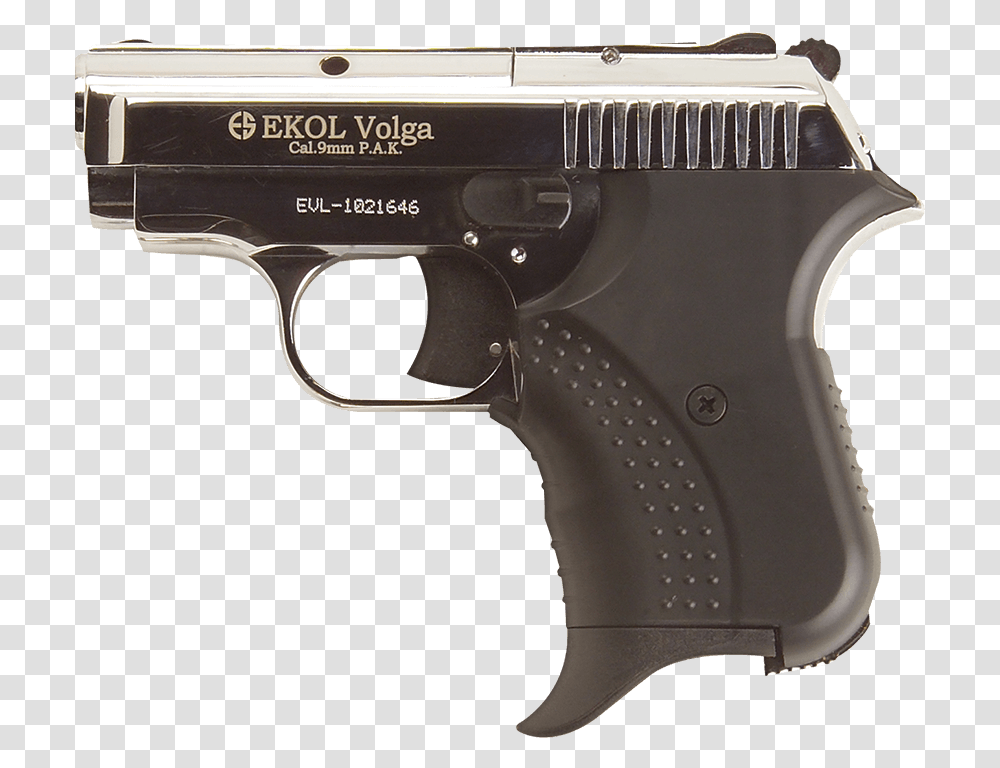 Nickel Volga Blank Firing Pistol Revolver, Gun, Weapon, Weaponry, Handgun Transparent Png