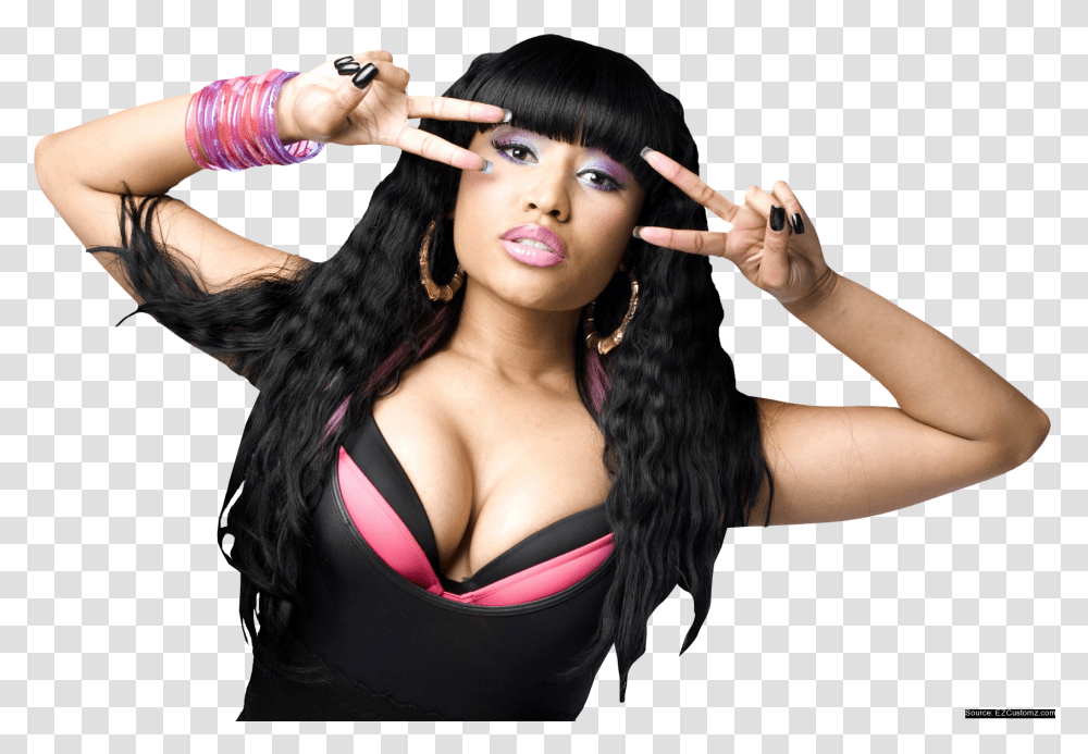 Nicki Minaj 4 Nicki Minaj Curly Hair Bangs, Person, Black Hair, Costume, Finger Transparent Png