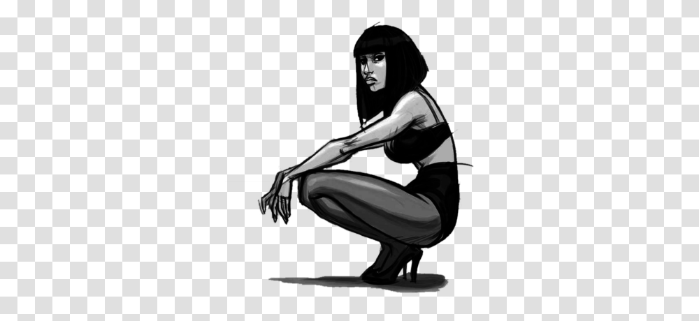 Nicki Minaj Drawing Black And White, Person, Photography, Furniture, Musician Transparent Png