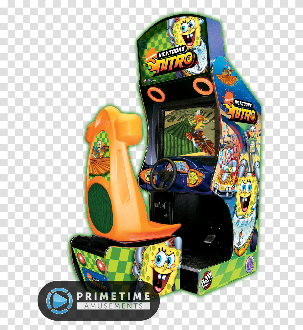 Nicktoons Nitro Racing Primetime Amusements Nickelodeon Racing Arcade Game, Arcade Game Machine, Pac Man Transparent Png