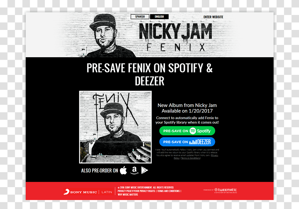 Nicky Jam Presave For Spotify Pre Save Spotify, Advertisement, Poster, Person, Flyer Transparent Png