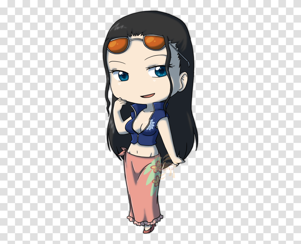 Nico Robin Chibi, Comics, Book, Manga, Sunglasses Transparent Png