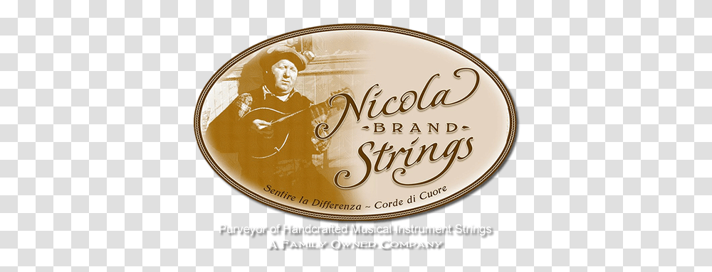 Nicola Strings Nicola Brand Strings Acousticclassical Acoustic Guitar Brand Logo, Label, Text, Buckle, Person Transparent Png
