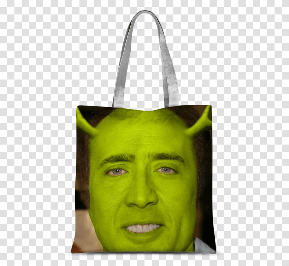 Nicolas Cage As Shrek Classic Sublimation Tote Bag Nicolas Cage, Person, Human, Accessories, Accessory Transparent Png