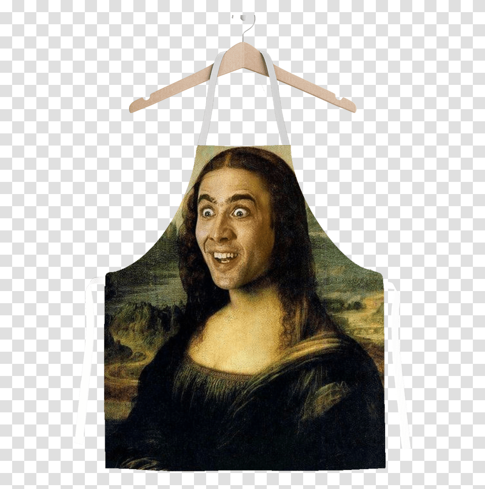 Nicolas Cage As The Mona Lisa Classic Sublimation Mona Lisa Nicolas Cage, Person, Human, Face Transparent Png
