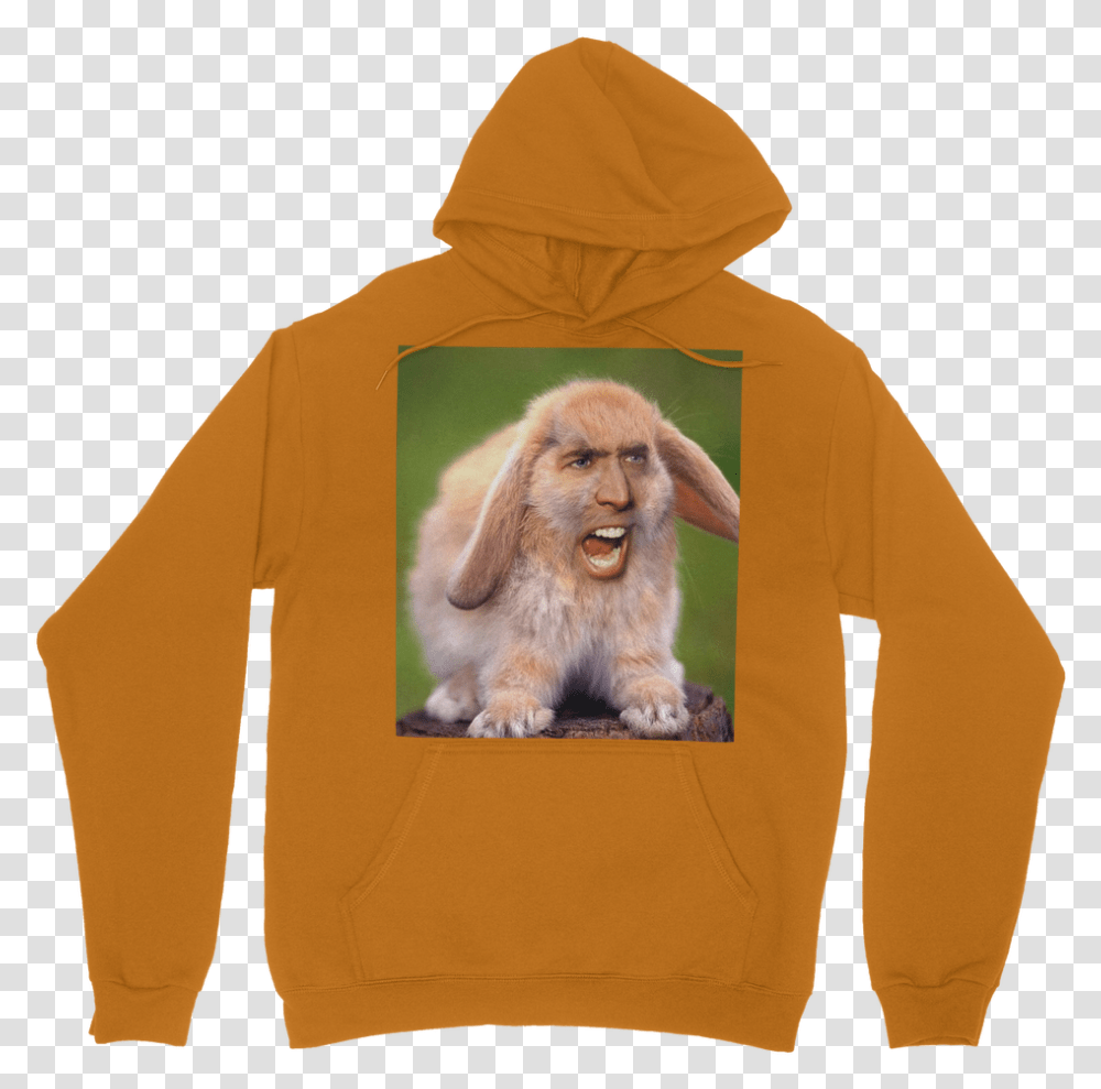 Nicolas Cage's Face On A Rabbit Classic Adult Hoodie Jacksepticeye Merch Green Hoodie, Sleeve, Coat, Long Sleeve Transparent Png