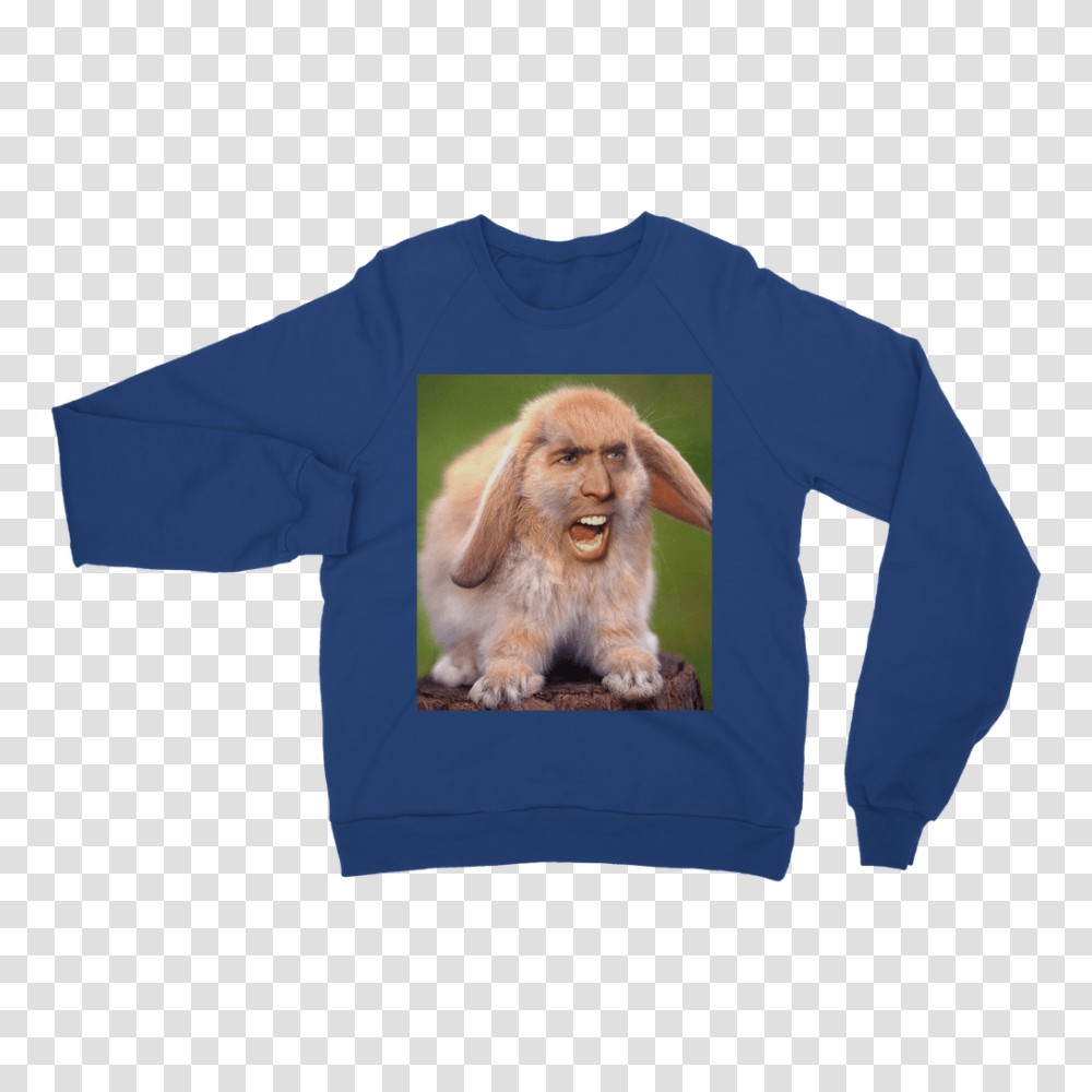 Nicolas Cages Face On A Rabbit Ufeffclassic Adult Sweatshirt, Sleeve, Animal, Canine Transparent Png