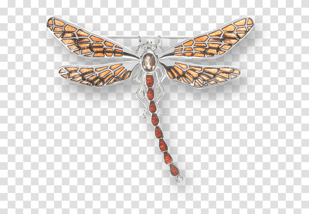 Nicole Barr Designs Sterling Silver Dragonfly Brooch Orange Silver, Cross, Animal, Invertebrate Transparent Png