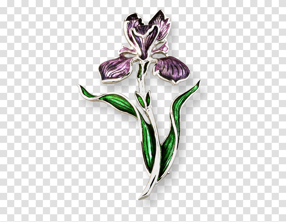 Nicole Barr Designs Sterling Silver Iris Brooch Purple Brooch Background, Plant, Flower, Bird, Animal Transparent Png