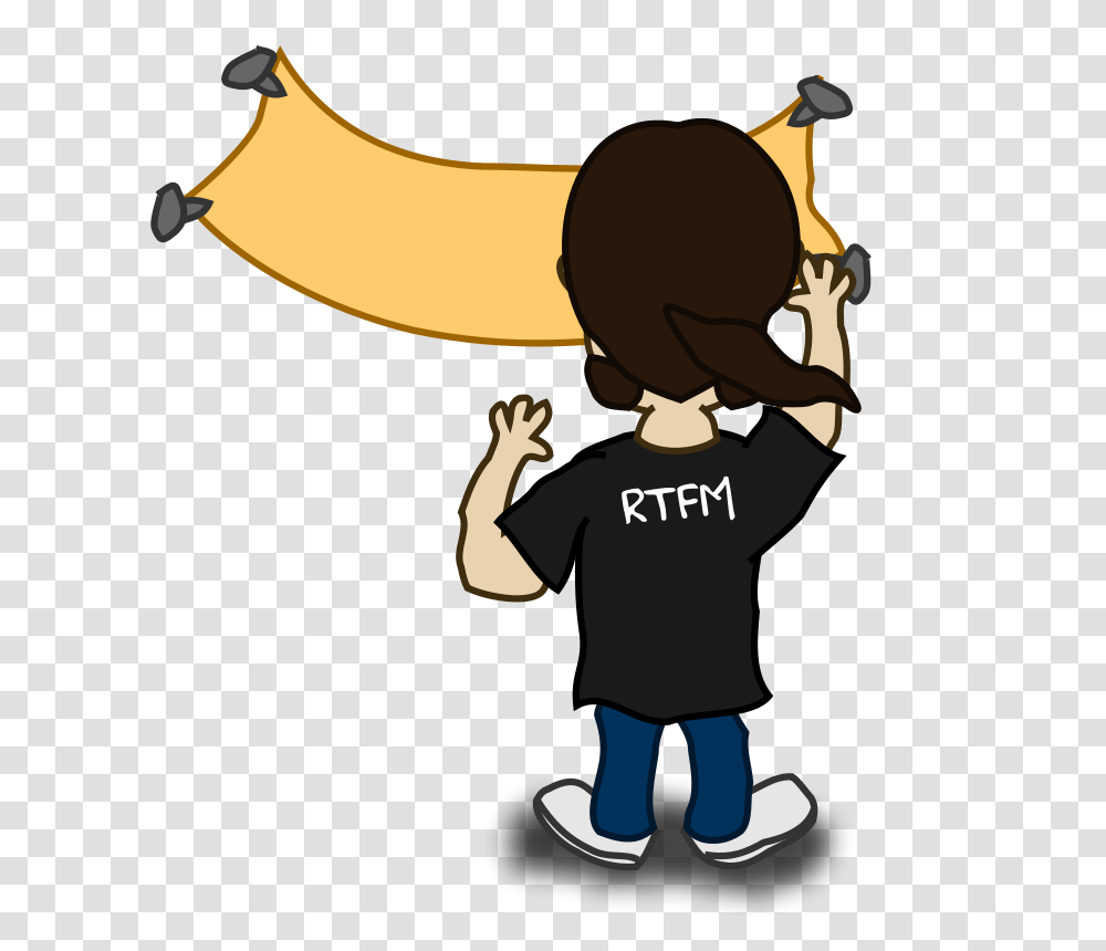 Nicubunu Comic Characters Putting A Banner, Person, Axe, Tool, Outdoors Transparent Png