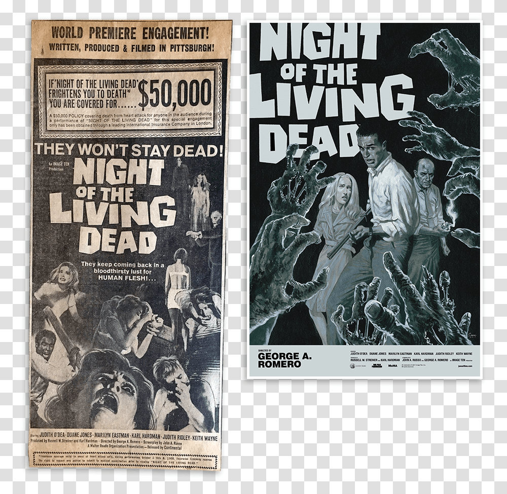 Night Of The Living Dead 1968 Poster, Person, Human, Newspaper Transparent Png