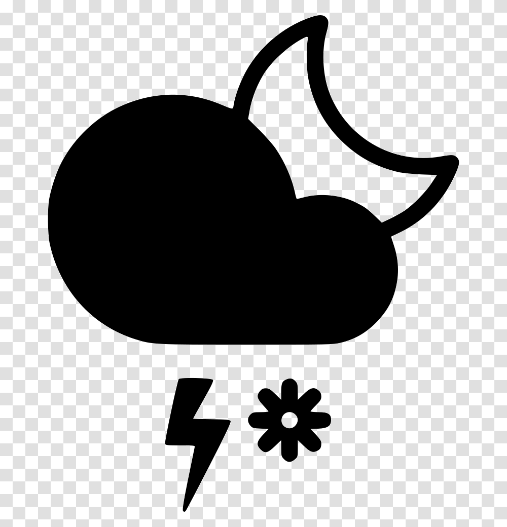 Night Snow Storm Cloud Lightning Moon Icon Free Download, Stencil, Silhouette, Heart Transparent Png