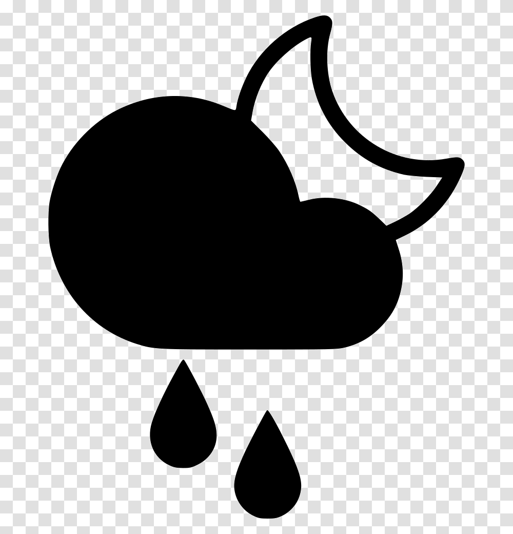 Night Sprinkle Cloud Rain Moon Cloudy Moon Icon, Stencil, Food, Heart, Silhouette Transparent Png