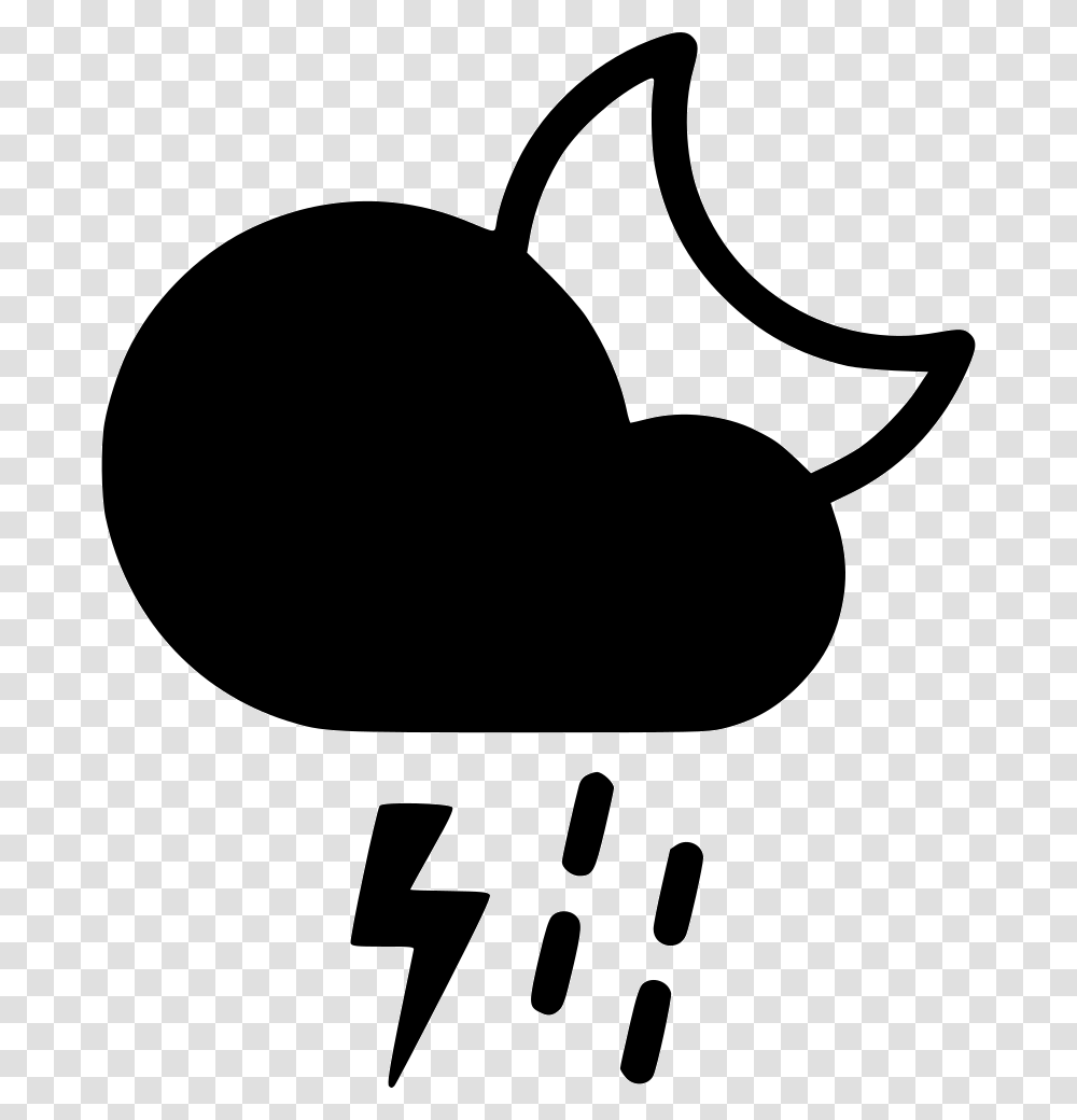 Night Thunderstorm Cloud Rain Clipart Download Cloudy Moon Icon, Stencil, Label, Heart Transparent Png