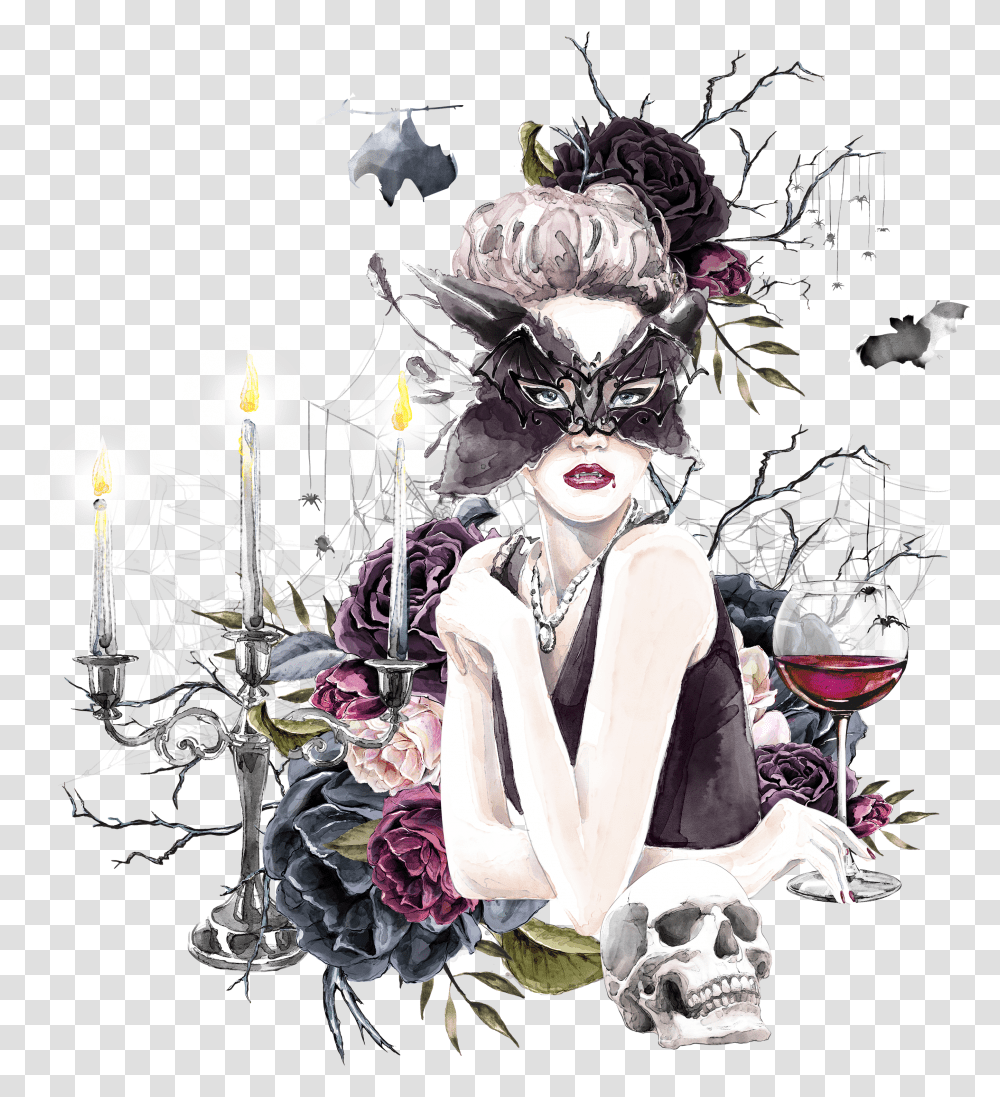 Night Witch Halloween Witch Forget Me Not Flower Clip Art Transparent Png