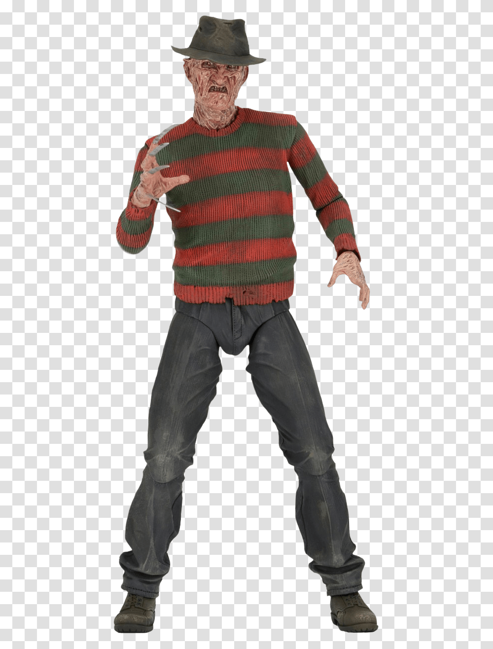 Nightmare On Elm Street 1 Neca Figure, Person, Hat, Sweater Transparent Png
