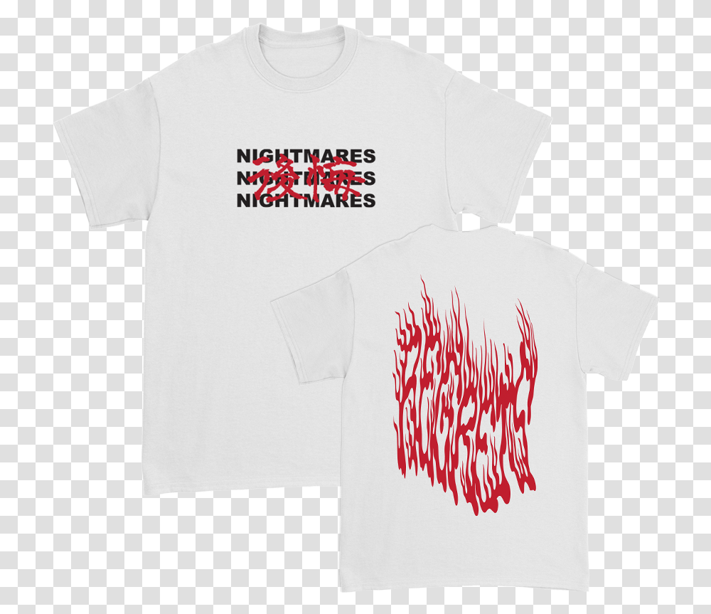 Nightmares White Tee Active Shirt, Clothing, Apparel, T-Shirt, Sleeve Transparent Png
