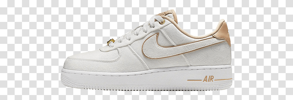 Nike Air Force 1 07 Lux White Gold 898889 102 Gold Air Force 1, Shoe, Footwear, Clothing, Apparel Transparent Png
