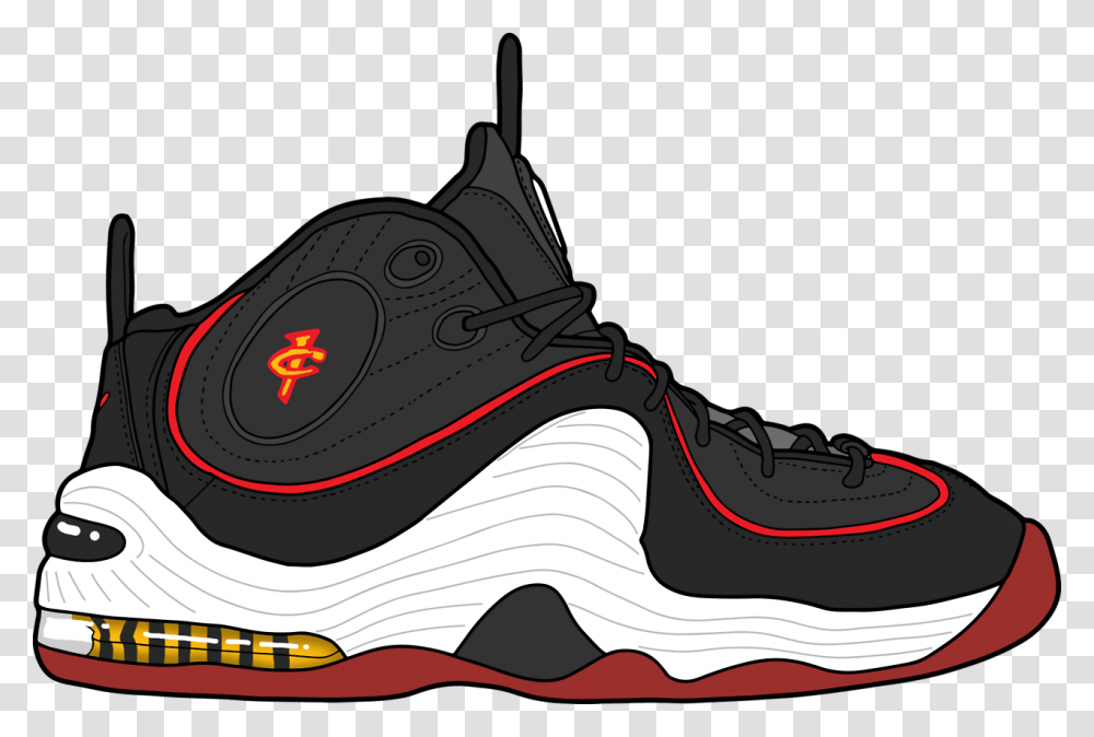 Nike Air Penny 2 Miami Heat Basketball Shoe, Apparel, Footwear, Running Shoe Transparent Png