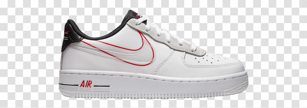 Nike Boy's Air Jordan 1 Gs Low White Black Red Youth Nike Air Force 1 Low Eos, Shoe, Footwear, Apparel Transparent Png