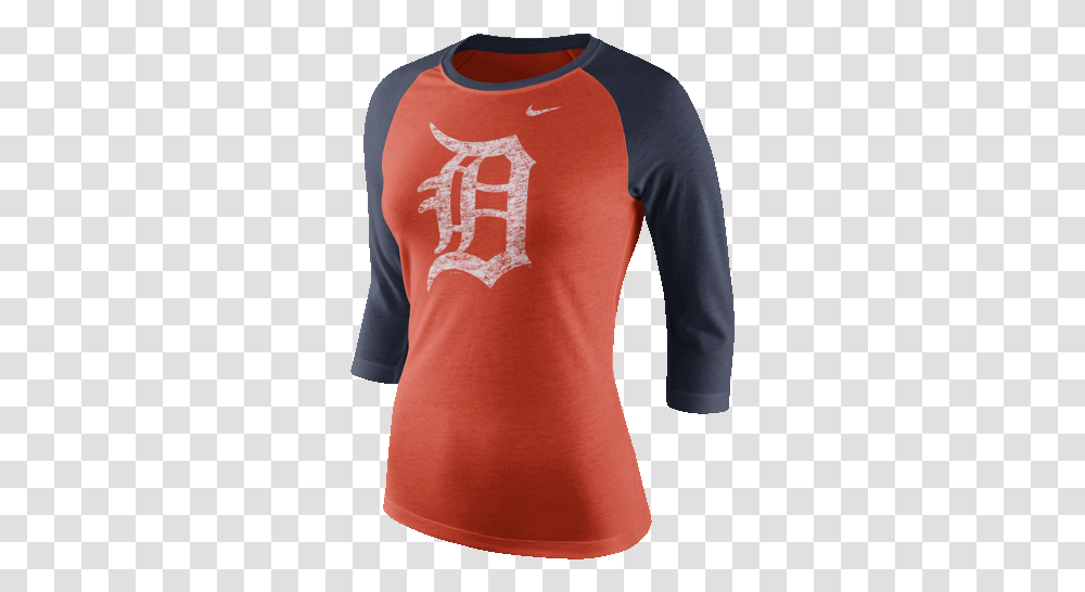 Nike Detroit Tigers Women's Orange Tri Logo Three Quarter, Sleeve, Clothing, Apparel, Long Sleeve Transparent Png