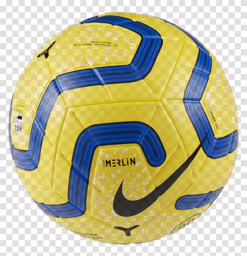 Nike Premier League Merlin Soccer Ball 710yellow Blue Premier League Ball 19, Football, Team Sport, Sports, Helmet Transparent Png