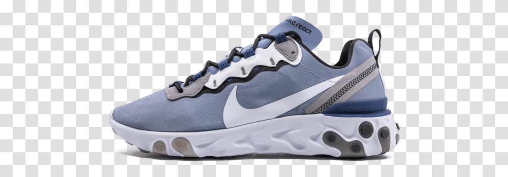 Nike React Element 55 Indigo Fog, Shoe, Footwear, Apparel Transparent Png